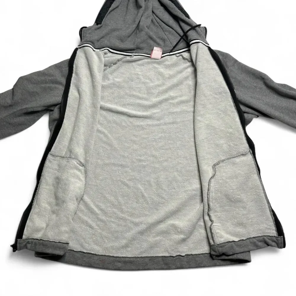 Nike Grey Full Zip Hoodie XXL Embroidered Logo Fleece Streetwear - Picture 5 of 7